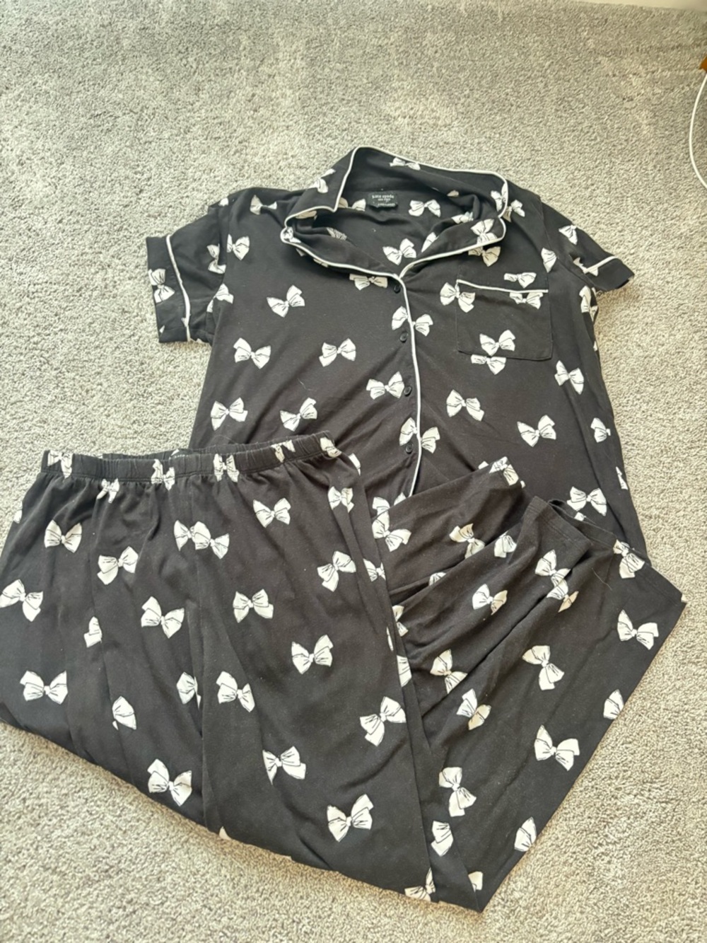 kate spade Black Bow-Print Short Sleeve Pajama Set